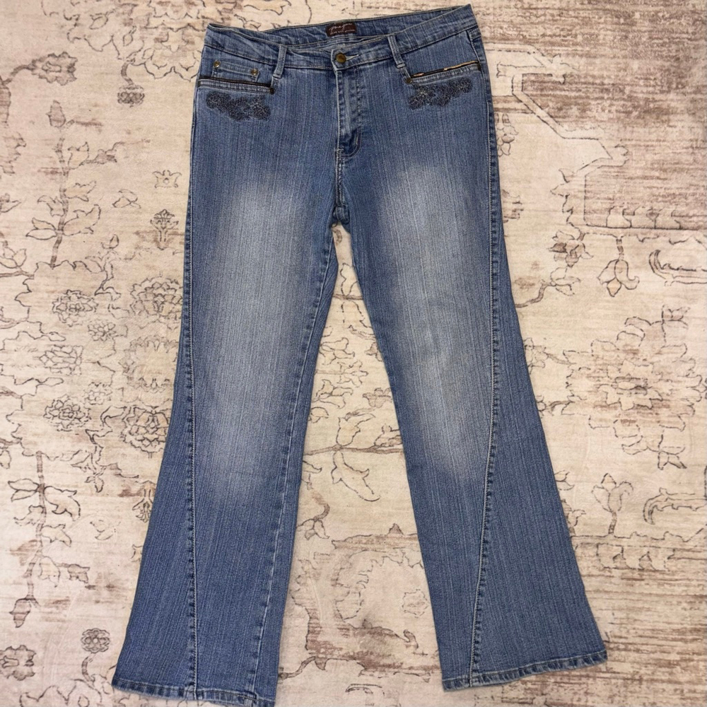 Vintage Y2K Paco Jeans Embroidered Bootcut Jeans Women's Size 13 Blue Denim